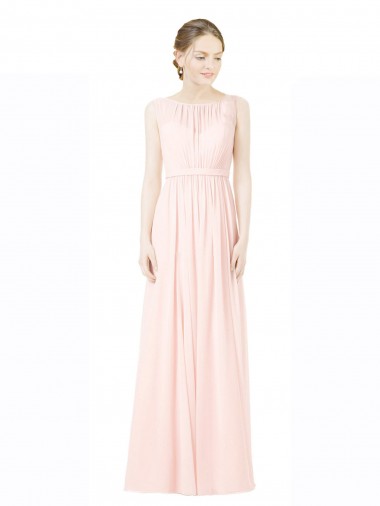 A-Linien Jewel Chiffon Lange Brautjungfernkleider Verkäufer