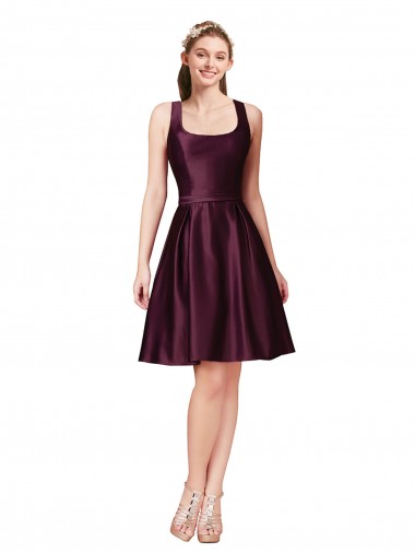 A-Linien Knielang Satin Kurze Brautjungfernkleider / Abiballkleider / Cocktailkleider / Heimkehr Kleider Verkäufer
