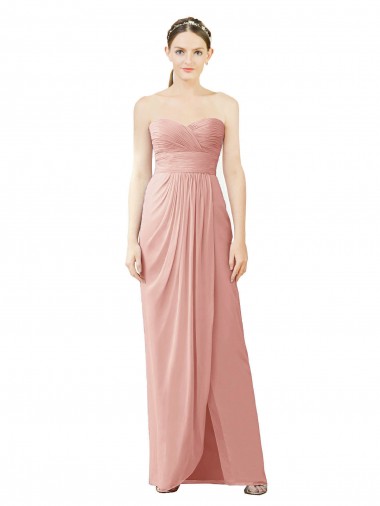 A-Linien Trägerlos Chiffon Lange Brautjungfernkleider Verkäufer