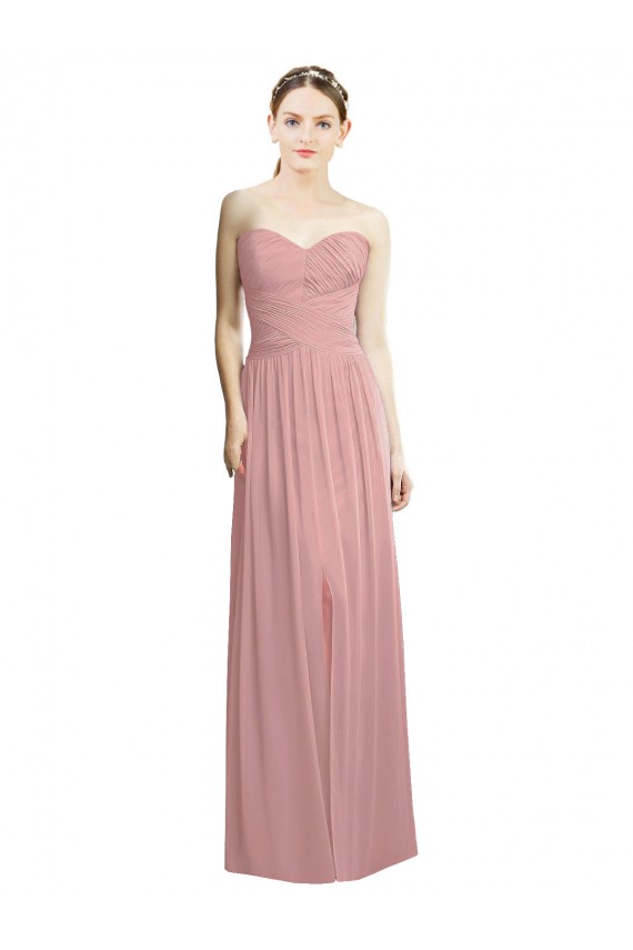 Altrosa A-Linien Trägerlos Chiffon Lange Formale Brautjungfernkleider / Abendkleider Verkäufer