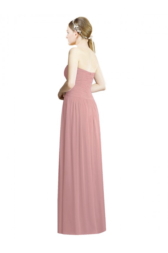 Altrosa A-Linien Trägerlos Chiffon Lange Formale Brautjungfernkleider / Abendkleider Verkäufer