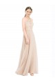 Champagner A-Linien Neckholder Stehkragen Ausschnitt Chiffon Spitze Lange Brautjungfernkleider / Abiballkleider Verkäufer