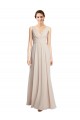 Creme Rosa A-Linien V-Ausschnitt Chiffon Lange Brautjungfernkleider Verkäufer