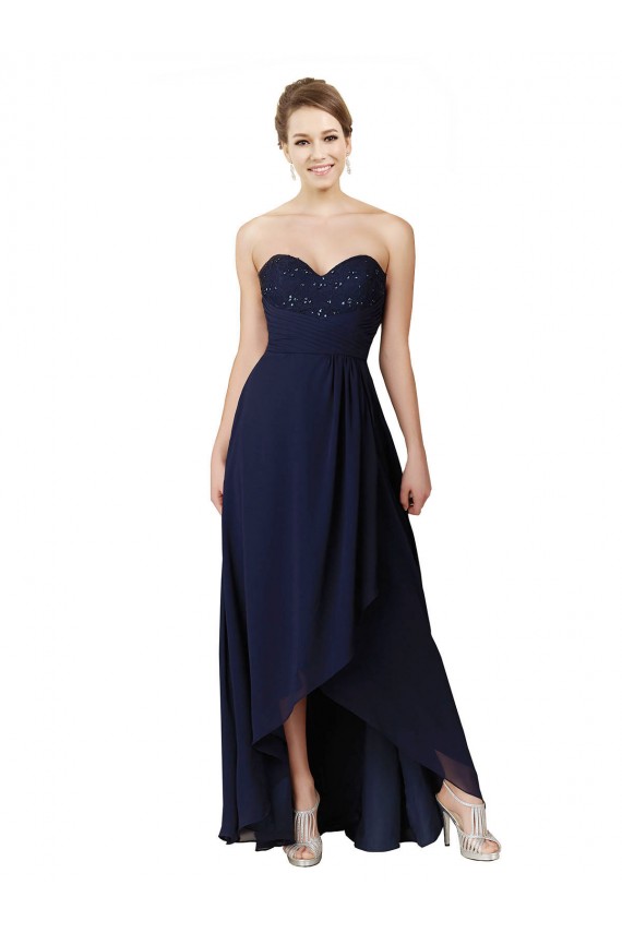 Dunkelmarine A-Linien Chiffon Lange Brautjungfernkleider Verkäufer