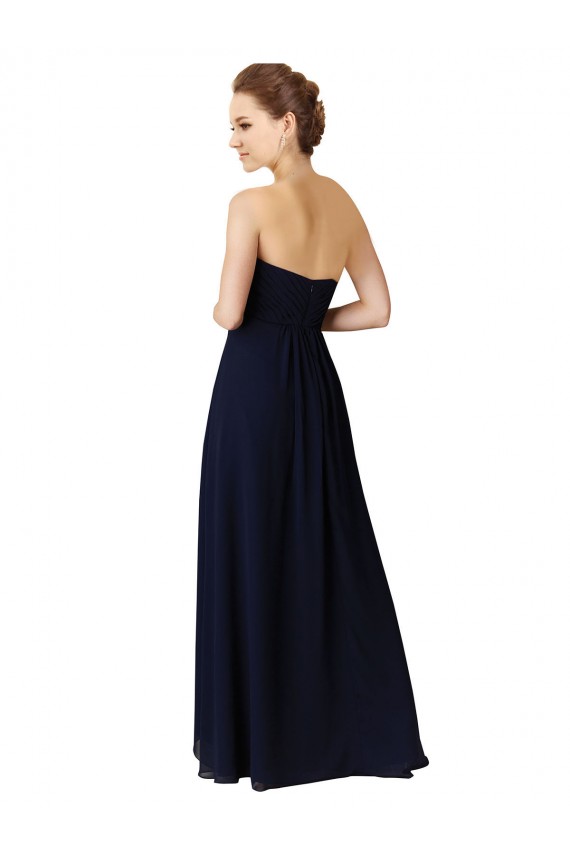 Dunkelmarine A-Linien Chiffon Lange Brautjungfernkleider Verkäufer