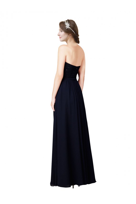 Dunkelmarine A-Linien Chiffon Lange Brautjungfernkleider Verkäufer