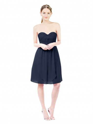 Dunkelmarine A-Linien Knielang Chiffon Kurze Brautjungfernkleider / Cocktailkleider / Heimkehr Kleider Verkäufer