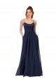 Dunkelmarine A-Linien Scoop Chiffon Spitze Lange Brautjungfernkleider Verkäufer
