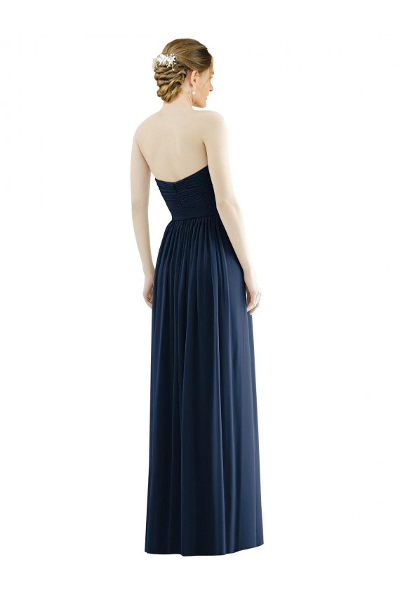 Dunkelmarine A-Linien Trägerlos Chiffon Lange Formale Brautjungfernkleider / Abendkleider Verkäufer