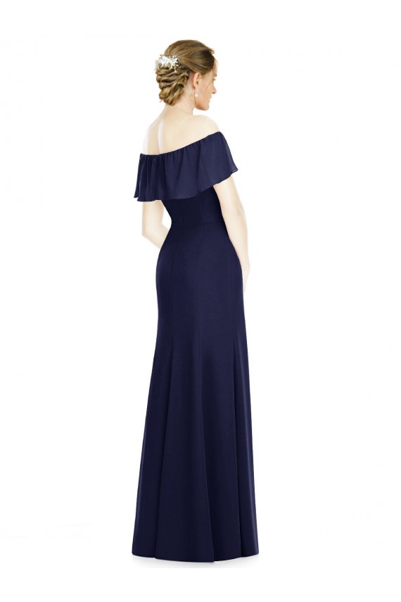 Dunkelmarine Trompete Off-Schulter Chiffon Lange Brautjungfernkleider Verkäufer