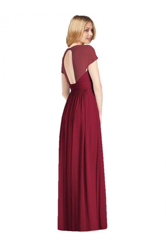 Dunkelmarine Trompete V-Ausschnitt Chiffon Lange Brautjungfernkleider Verkäufer
