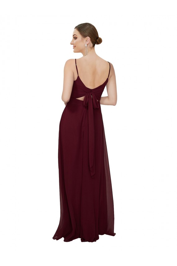 Dunkler Burgunder A-Linien Scoop Chiffon Lange Brautjungfernkleider Verkäufer