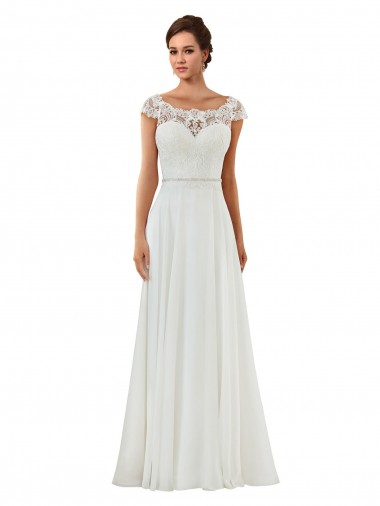Elfenbein A-Linien Kapelle-schleppe Chiffon Klassisch Brautkleider Verkäufer