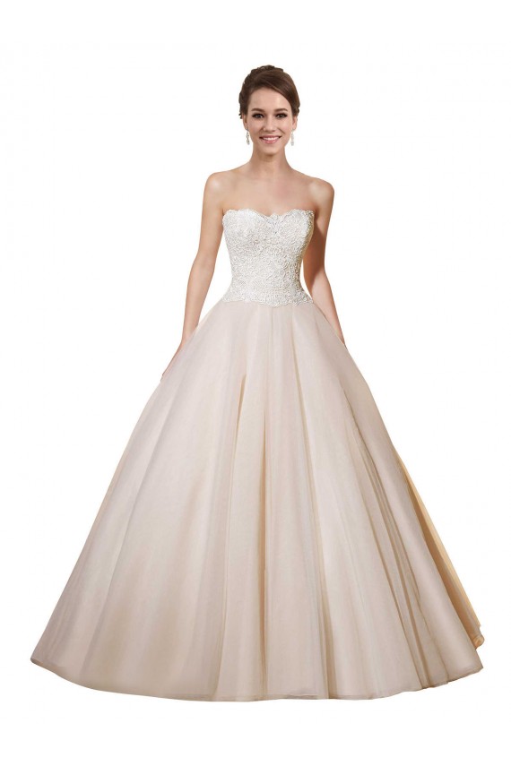 Elfenbein & Champagner Prinzessin Kapelle-schleppe Tüll Spitze Brautkleider Verkäufer