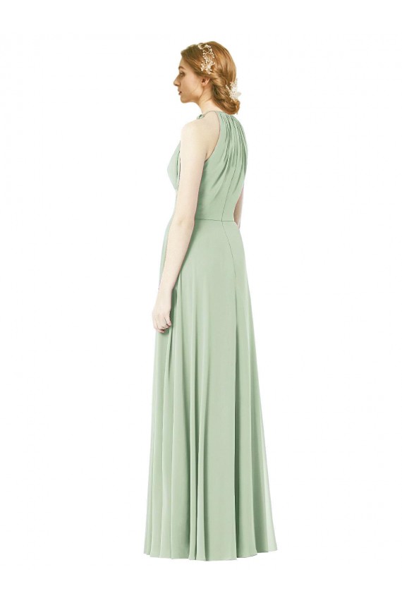 Emerald A-Linien Neckholder Chiffon Lange Brautjungfernkleider Verkäufer