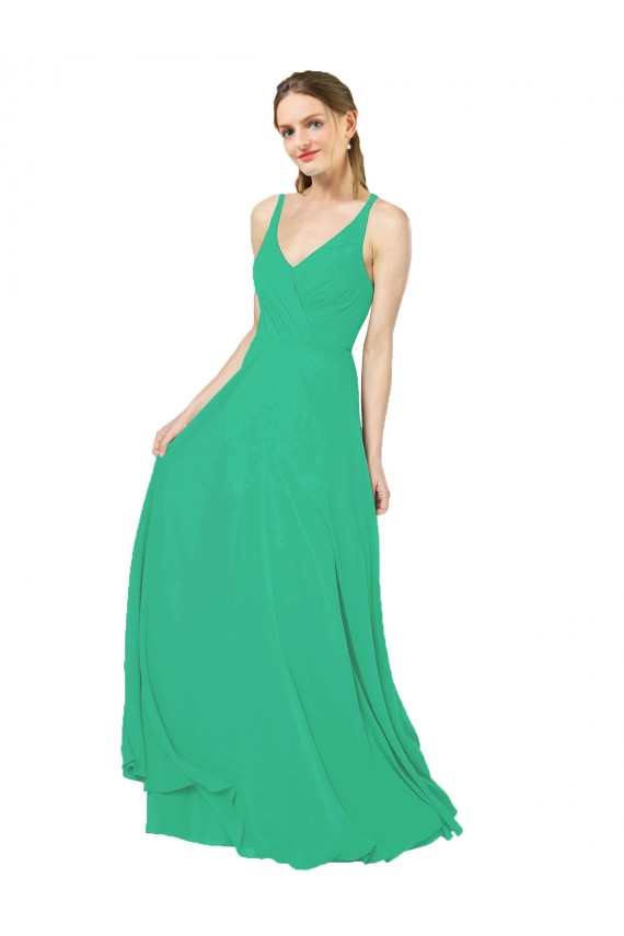 Emerald Etui V-Ausschnitt Chiffon Lange Brautjungfernkleider Verkäufer