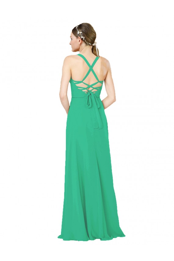 Emerald Etui V-Ausschnitt Chiffon Lange Brautjungfernkleider Verkäufer