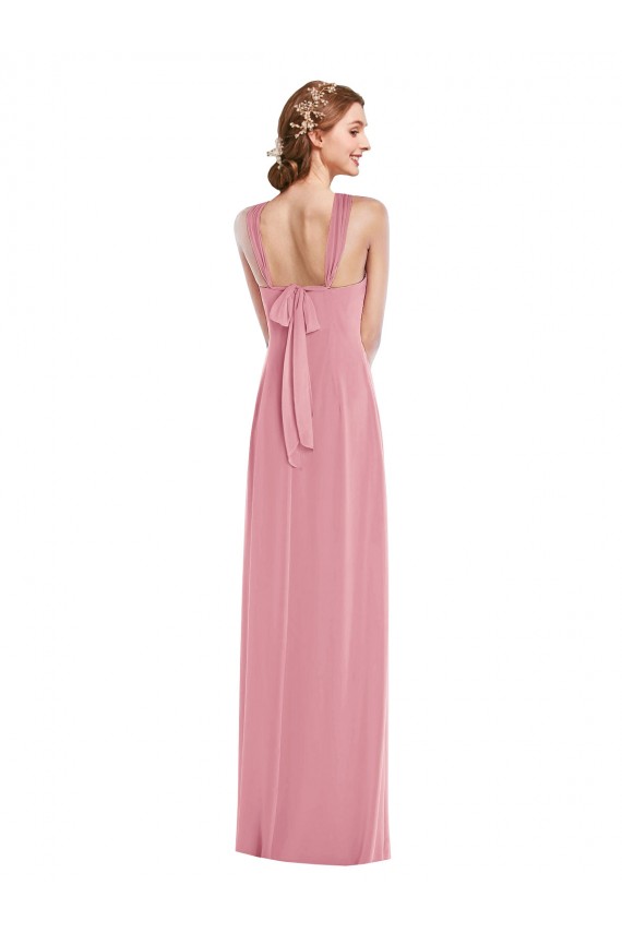 Hautrosa A-Linien Neckholder Chiffon Lange Brautjungfernkleider Verkäufer