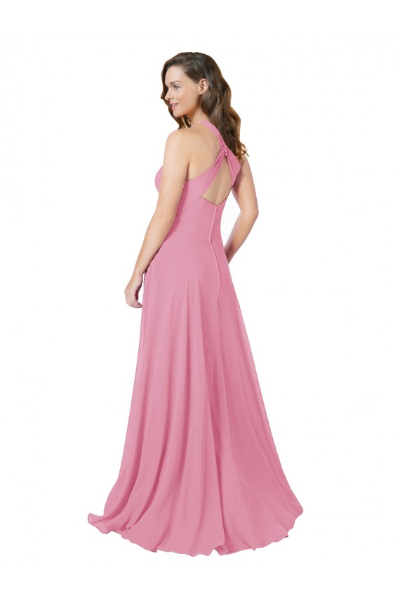 Hautrosa A-Linien Neckholder Chiffon Lange Brautjungfernkleider / Abiballkleider Verkäufer