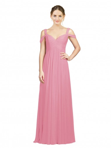 Hautrosa A-Linien Off-Schulter Chiffon Lange Brautjungfernkleider Verkäufer