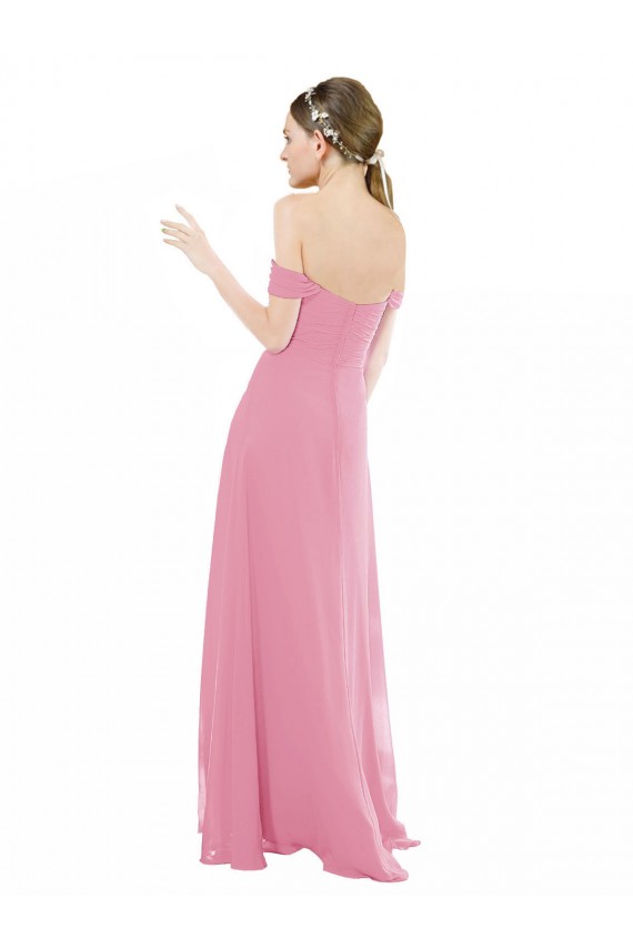 Hautrosa A-Linien Off-Schulter Chiffon Lange Brautjungfernkleider Verkäufer