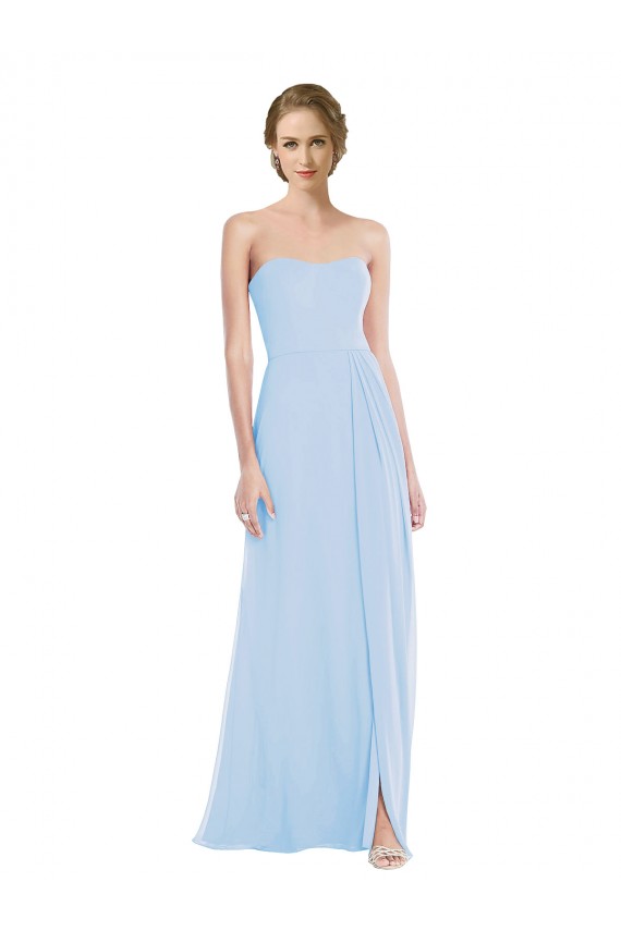 Helles Himmelblau A-Linien Chiffon Lange Brautjungfernkleider Verkäufer