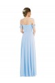 Helles Himmelblau A-Linien Off-Schulter Chiffon Lange Formale Brautjungfernkleider / Abendkleider Verkäufer