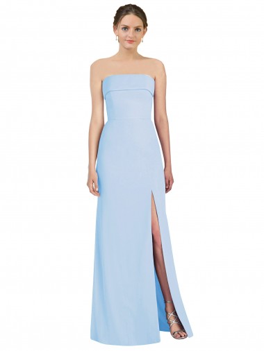 Helles Himmelblau Trompete Trägerlos Chiffon Lange Formale Brautjungfernkleider / Abendkleider Verkäufer
