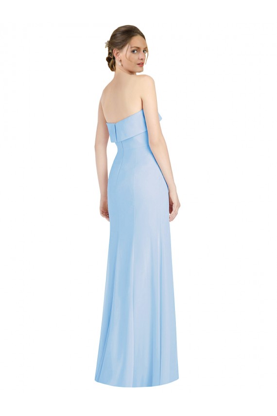 Helles Himmelblau Trompete Trägerlos Chiffon Lange Formale Brautjungfernkleider / Abendkleider Verkäufer