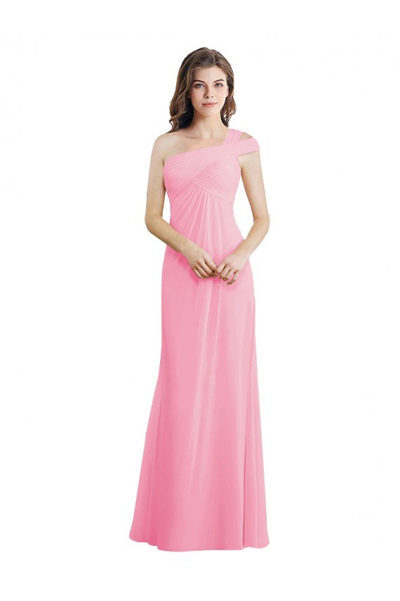 Kaum Rosa A-Linien Eine-Schulter Chiffon Lange Brautjungfernkleider Verkäufer