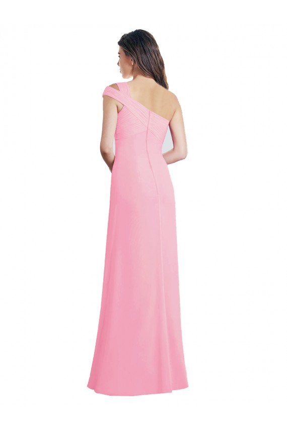 Kaum Rosa A-Linien Eine-Schulter Chiffon Lange Brautjungfernkleider Verkäufer