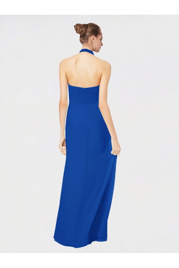 Königsblau A-Linien Neckholder Chiffon Lange Brautjungfernkleider Verkäufer