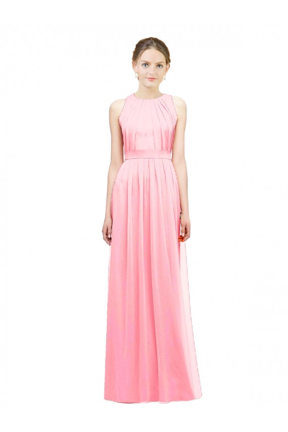 Lachs A-Linien Neckholder Chiffon Lange Brautjungfernkleider Verkäufer