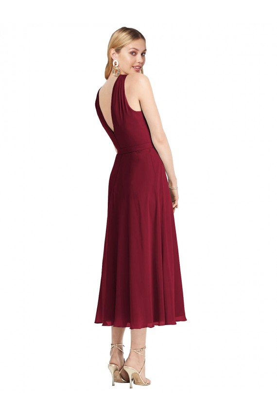 Lila A-Linien Neckholder Wadenlang Chiffon Kurze Brautjungfernkleider / Cocktailkleider Verkäufer