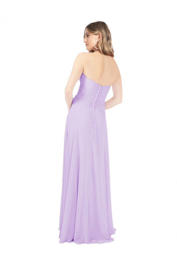 Lila A-Linien Trägerlos Chiffon Lange Brautjungfernkleider Verkäufer
