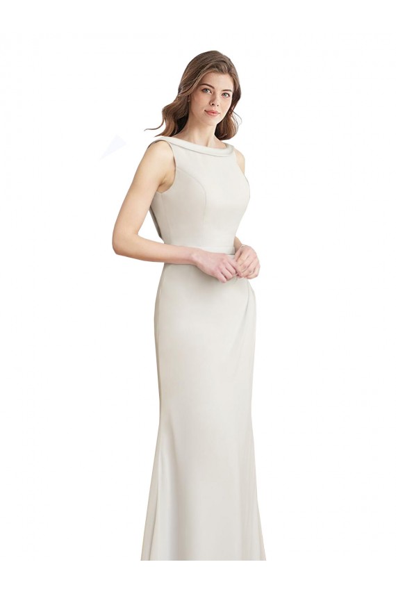 Meerjungfrau Bootshals Stehkragen Ausschnitt Chiffon Satin Lange Brautjungfernkleider Verkäufer