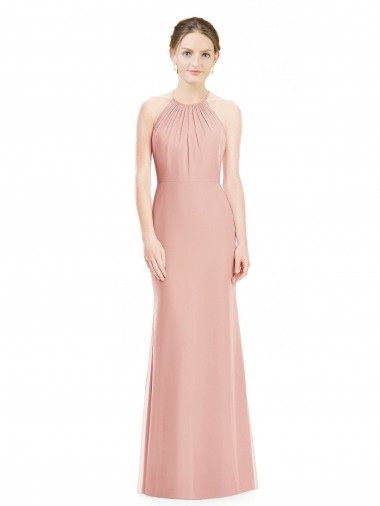 Meerjungfrau Neckholder Chiffon Lange Brautjungfernkleider Verkäufer