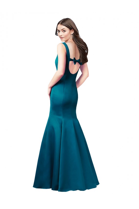 Pfauenblau Meerjungfrau Satin Lange Brautjungfernkleider / Abiballkleider Verkäufer