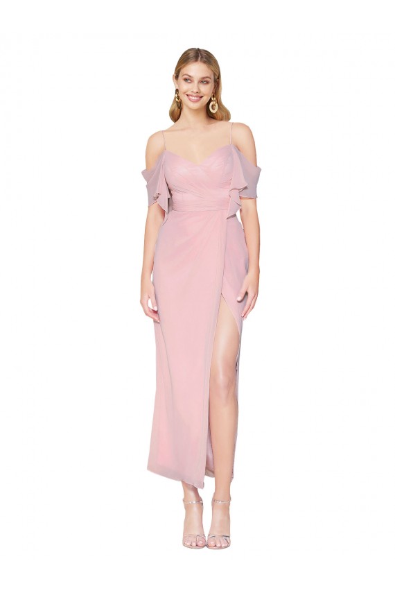 Primel Meerjungfrau Off-Schulter Knielang Chiffon Kurze Formale Brautjungfernkleider / Abendkleider / Abiballkleider Verkäufer