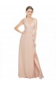 Rosa 114 A-Linien V-Ausschnitt Chiffon Lange Brautjungfernkleider Verkäufer