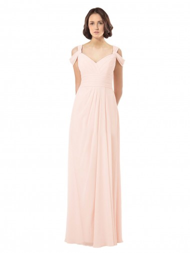 Rosa 42 A-Linien Off-Schulter Chiffon Lange Brautjungfernkleider Verkäufer