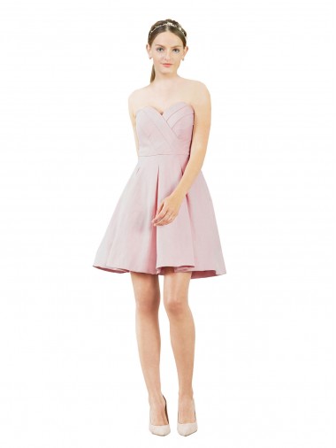 Rosa A-Linien Knielang Satin Kurze Brautjungfernkleider / Cocktailkleider / Heimkehr Kleider Verkäufer