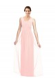 Rosa A-Linien V-Ausschnitt Chiffon Lange Brautjungfernkleider Verkäufer