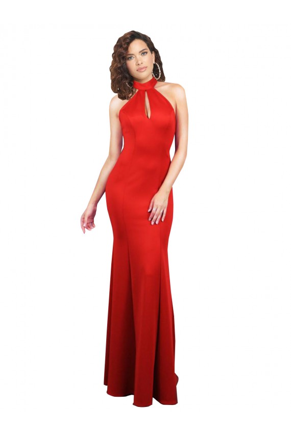 Rot Meerjungfrau Neckholder Stretch-Satin Lange Formale Brautjungfernkleider / Abendkleider / Abiballkleider Verkäufer