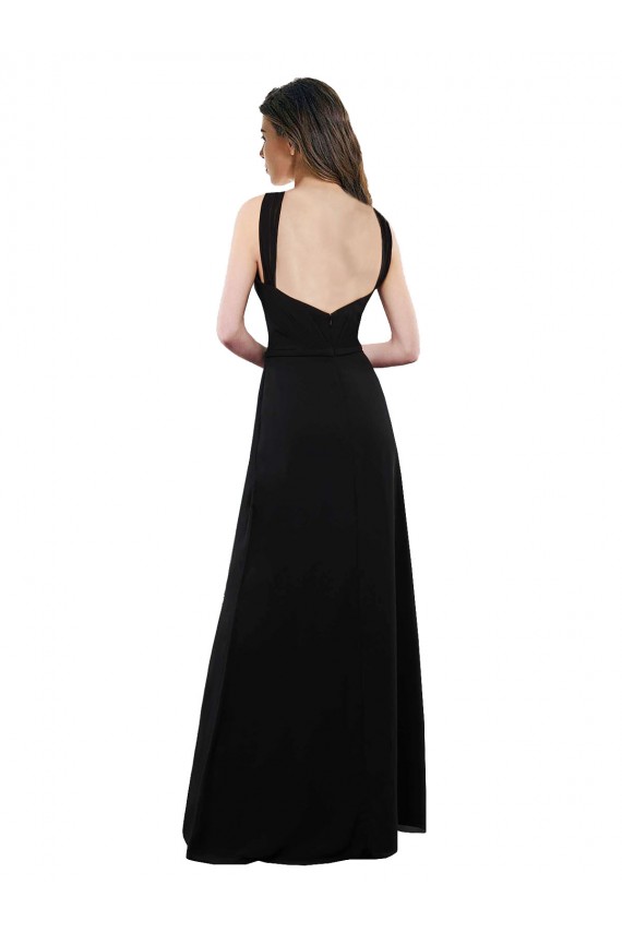 Schwarz A-Linien Neckholder Chiffon Lange Brautjungfernkleider Verkäufer