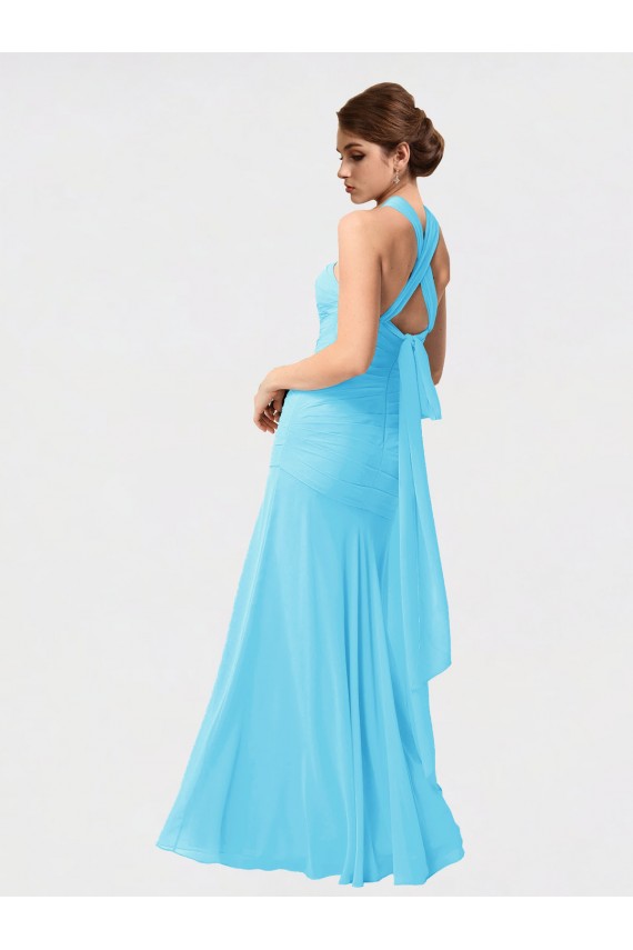 Schwarz Meerjungfrau Neckholder Chiffon Lange Brautjungfernkleider Verkäufer