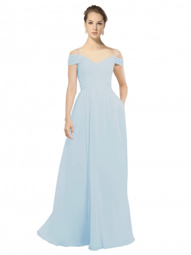 Seeglas A-Linien Off-Schulter Chiffon Lange Brautjungfernkleider Verkäufer