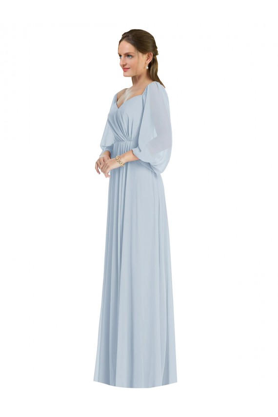 Seeglas A-Linien Off-Schulter Chiffon Lange Formale Brautjungfernkleider / Abendkleider Verkäufer