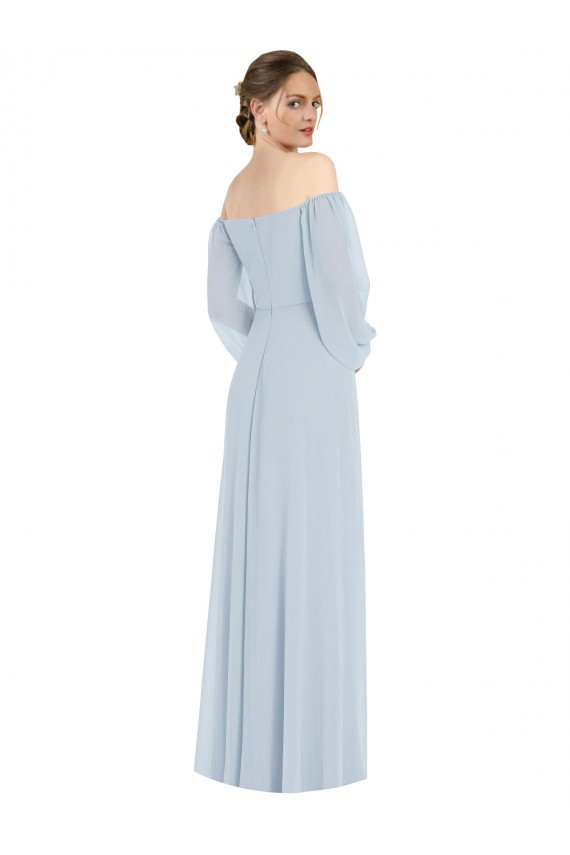 Seeglas A-Linien Off-Schulter Chiffon Lange Formale Brautjungfernkleider / Abendkleider Verkäufer