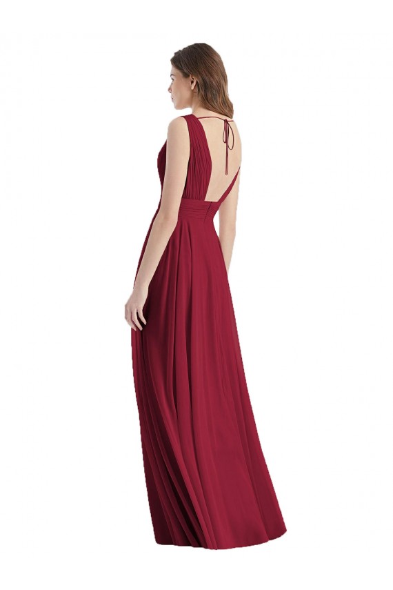 Seeglas A-Linien V-Ausschnitt Chiffon Lange Brautjungfernkleider Verkäufer